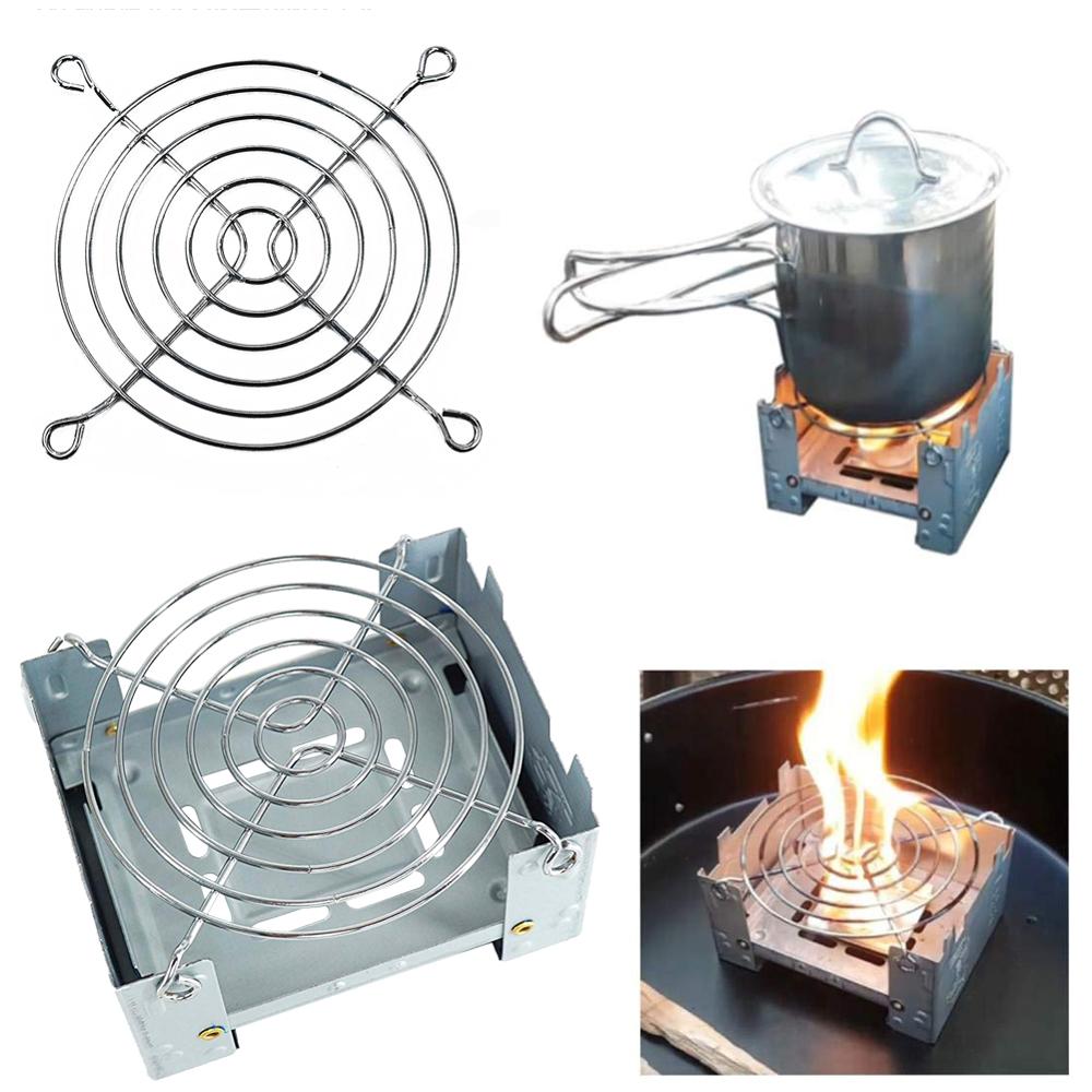 Outdoor Alcohol Stove Holder Camping Mini Foldable Wax Furnace with Stainless Steel Disc Wire Bracket Camping Burner Accessories