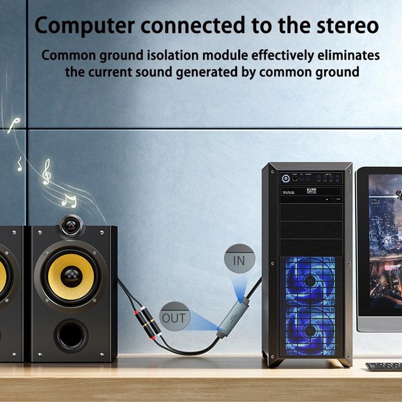 AV100C Для RCA Аудио Изолятор Общая Земля Фильтр Шума 3,5 мм Подавление Помех Шумоподавитель Автомобильное Аудио Домашнее Стерео-A02G