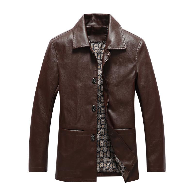 Jacket Men's Autumn and Winter New High-end Men's PU Leather Jacket Top Winter Plus Velvet