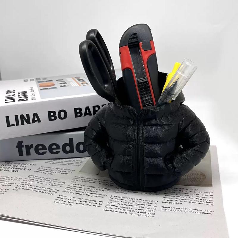 3D Printed Down Jacket Pen Holder Desktop Decor Storage Ornaments Creative Pen Holder Storage 3D Printing Model Figurine