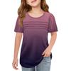 Children Fold T-shirts Short-sleeved Summer Round Collar Gradient Leisure Coat T-shirt