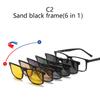Magnetic Clip-On Sunglasses Night Vision Driving Glasses Clip-On Sunglasses Myopic Glasses Transparent Grey Frame
