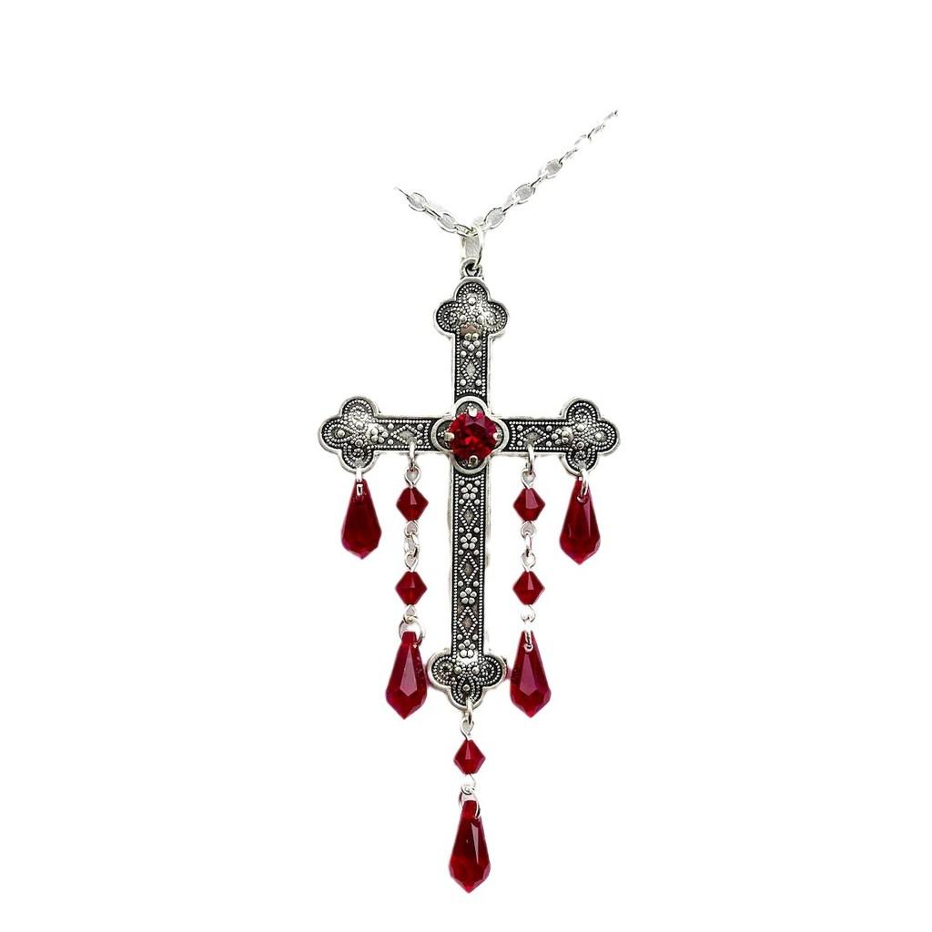 Gothic Vampire Cross Necklace With Alloy Pendant For Women Fashion Accessory