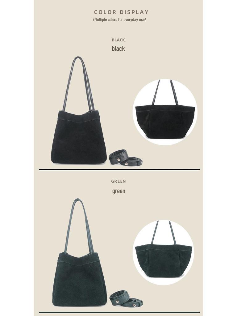 Осенне-зимняя деформируемая сумка-корзина из замшевой кожи - Сумка через плечо и на плечо.