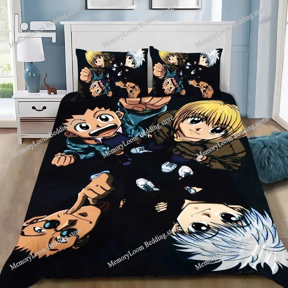 3D Печать Модный Мягкий Набор Постельного Белья с Аниме Hunter×Hunter Пододеяльник Наволочка Одеяло Размер King/Queen Для Мальчиков Взрослых Комплект Постельного Белья