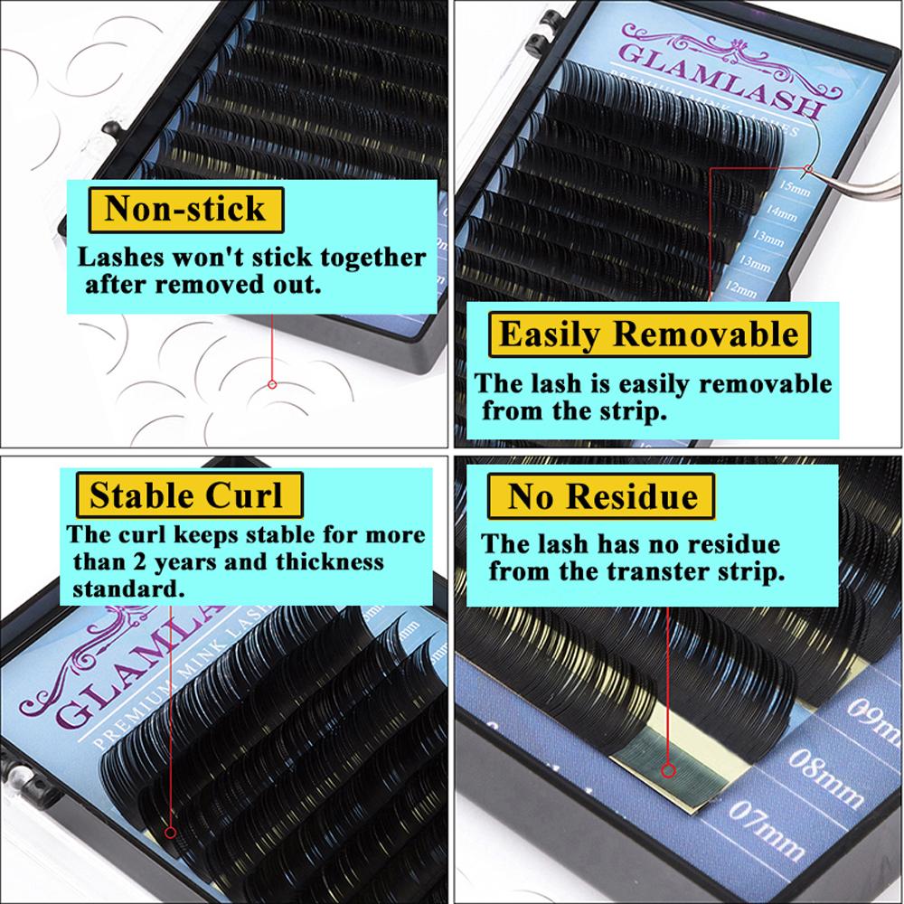 GLAMLASH Накладные ресницы смешанной длины 8-15 мм, индивидуальное наращивание ресниц, искусственные норковые ресницы, макияж