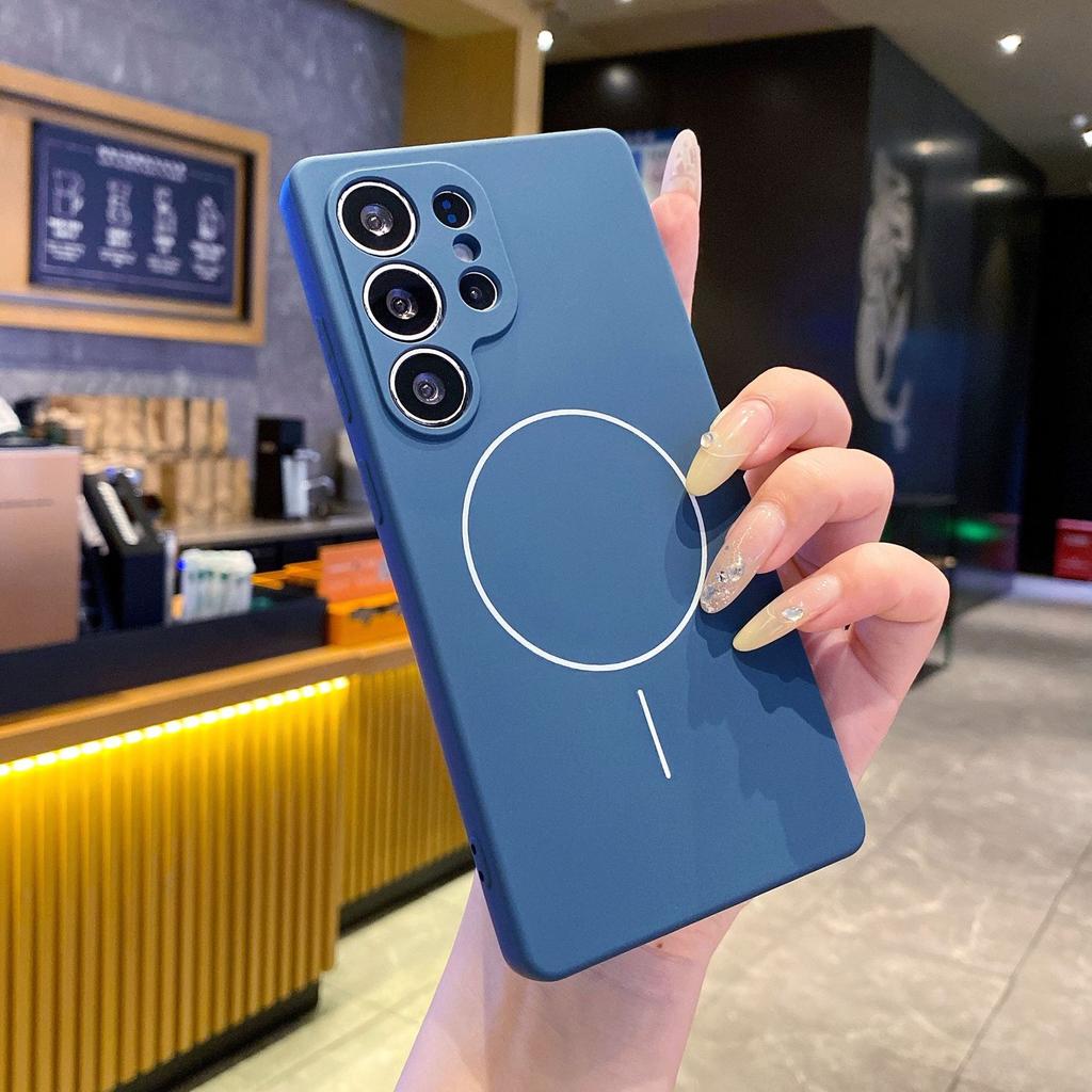 Suitable for Samsung S25 Ultra Thin Circle Magnetic Phone Case A55 Liquid A54 Silicone Soft Shell A16 Skin Feeling Full