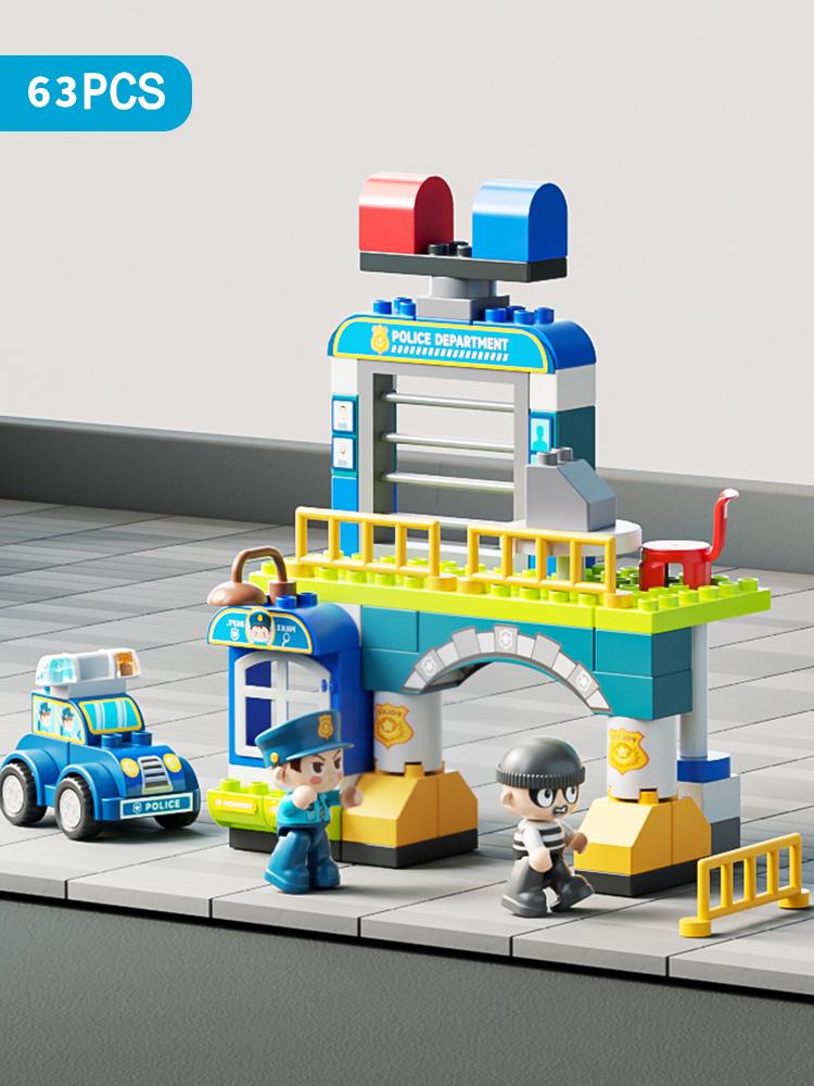 Большие строительные блоки: Игрушки Полицейская и Пожарная Машины, Серия «Город» STEM-обучение для Малышей 1-2 3-5 лет, Подарок для Мальчиков и Девочек