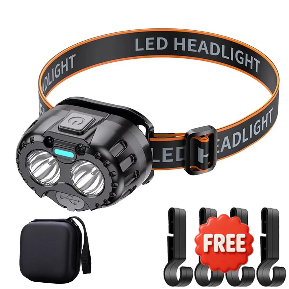 Super Bright LED Headlamp USB Rechargeable Lamp IPX4 Waterproof Emergency Head Flashlight Outdoor Fishing Camping Hiking Lantern