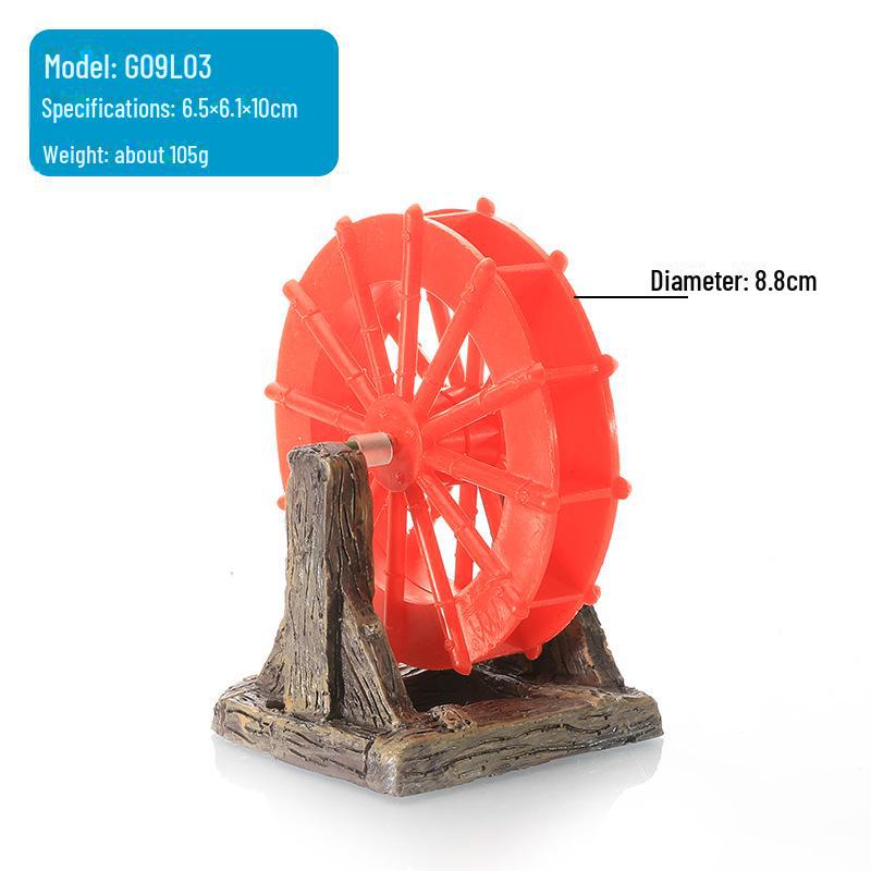 Aquarium Windmill Wheel Ornament: Oxygen Pump Resin Decoration for Fish & Shrimp Tanks