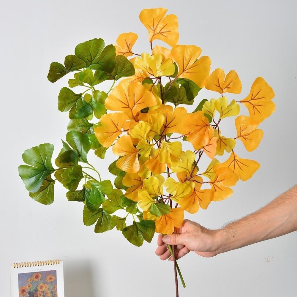 Plastic Artificial Ginkgo Leaves Branches Elegant Ginkgo Leaf Plant Fake Ginkgo Stems Coffee Shop