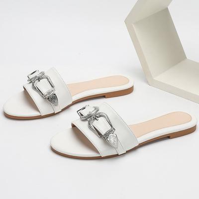 Модная металлическая пряжка-декорация, женские шлепанцы, летние легкие нескользящие сандалии-слайды, удобные сандалии-гладиаторы с открытым носком для пляжа