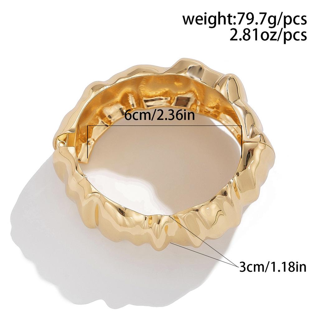1 Pcs Exaggerated Spring Bangle Open Bracelet Punk Gold Silver Color Hip Hop Geometric Metal Cuff Wide Bangles for Women Jewelry Femme Accessories