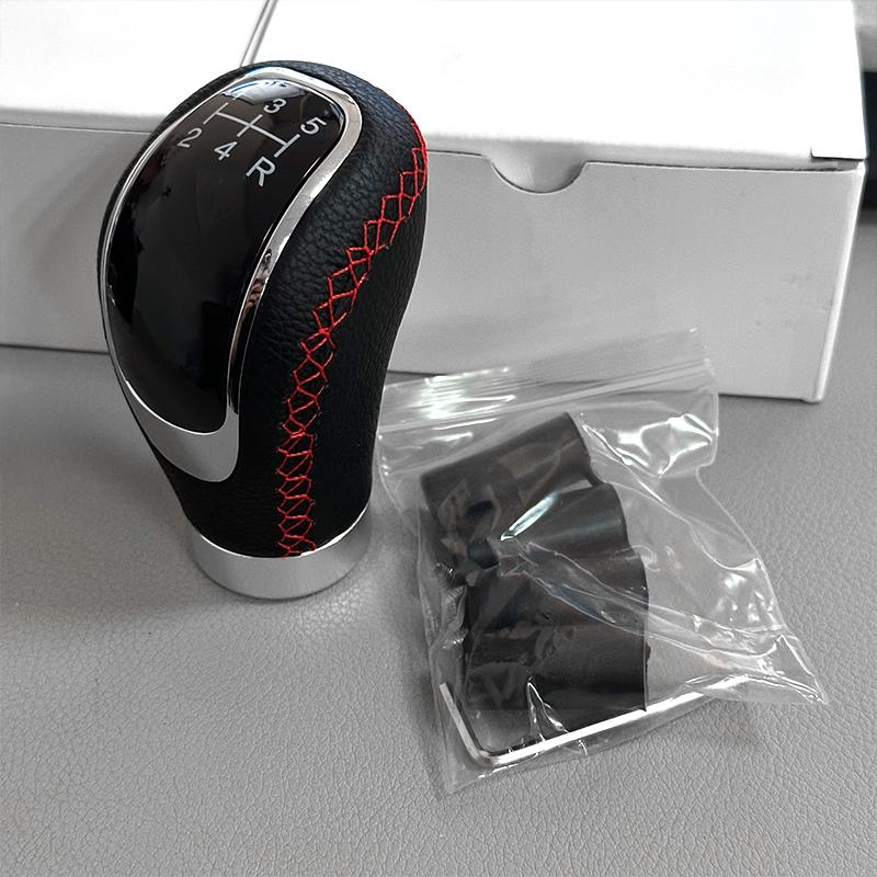 5Speed Leather Red Gear Knob Car Gear Shift Knob Universal Shifter Knob Gear Stick Shift Knob Lever Manual Transmission