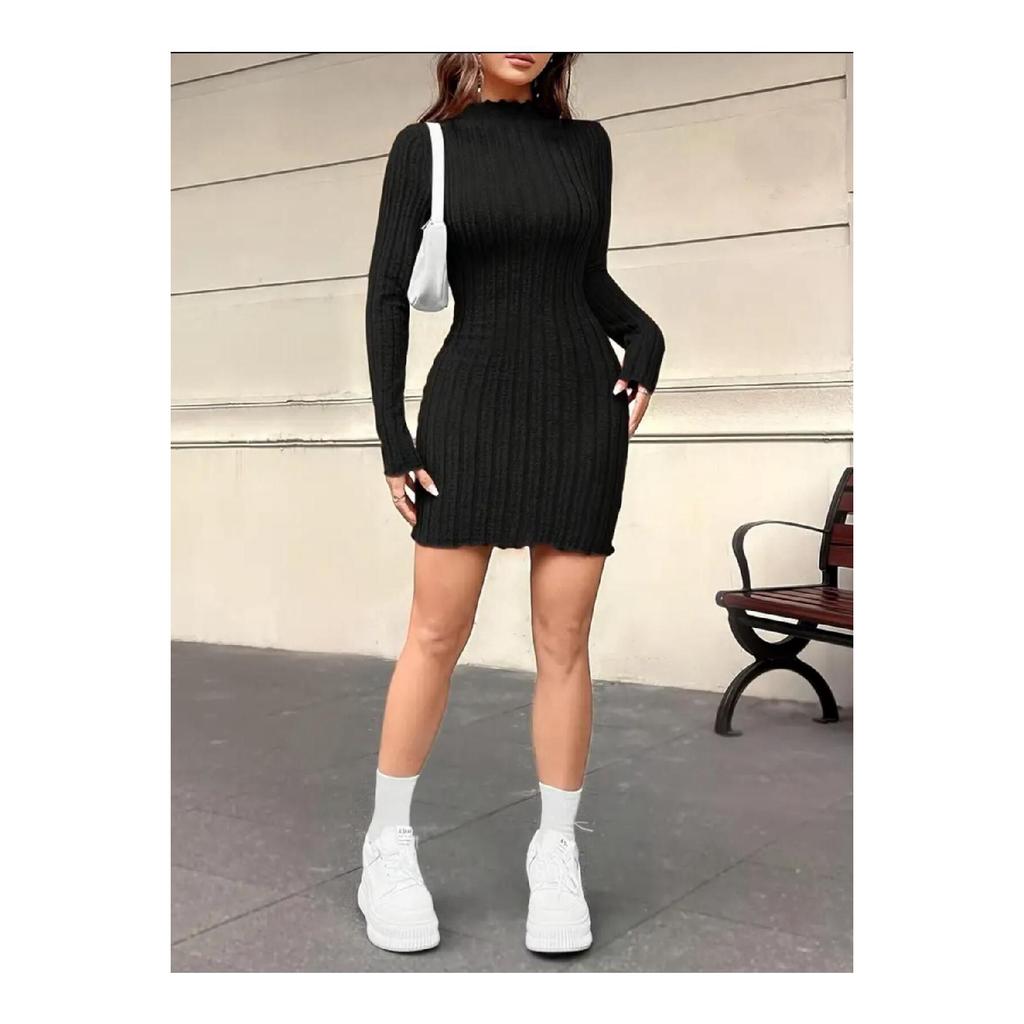 Женское платье с высоким воротником, трендовое, из вельвета и лайкры, хлопок, сезонное и зимнее