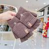 Women's Autumn/Winter Half-Finger Plush Flip Gloves: Warm Knitted, Cold-Proof, Cycling, Touchscreen Compatible