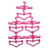 20PCS Heart-shaped Stylish and Versatile Plastic Pink Hangers for Doll Dress Clothes Accessory Home Storage Organization