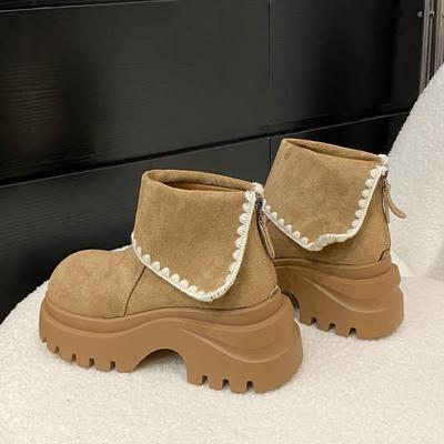 Короткие ботинки в стиле ретро, универсальные ботинки, женские 2025 осень и зима, новые, на маленькой подошве-маффине, увеличивающие рост, ботинки Мартин женские