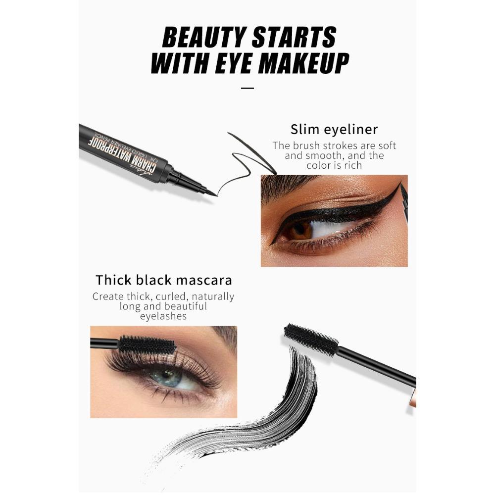 Тушь для ресниц QIC Plumb 4D, набор подводок для глаз 2 в 1, версия водостойких натуральных локонов и косметического макияжа