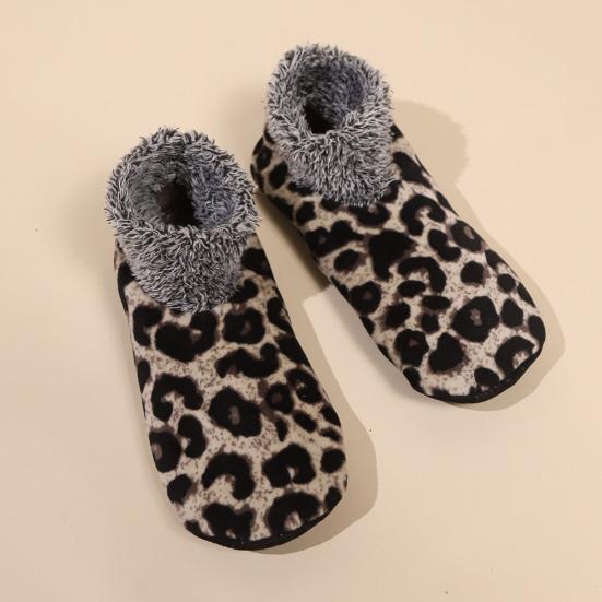 1 Pair Women Leopard Floor Socks Autumn Winter Non-slip Men Women Soft Fluffy Thick