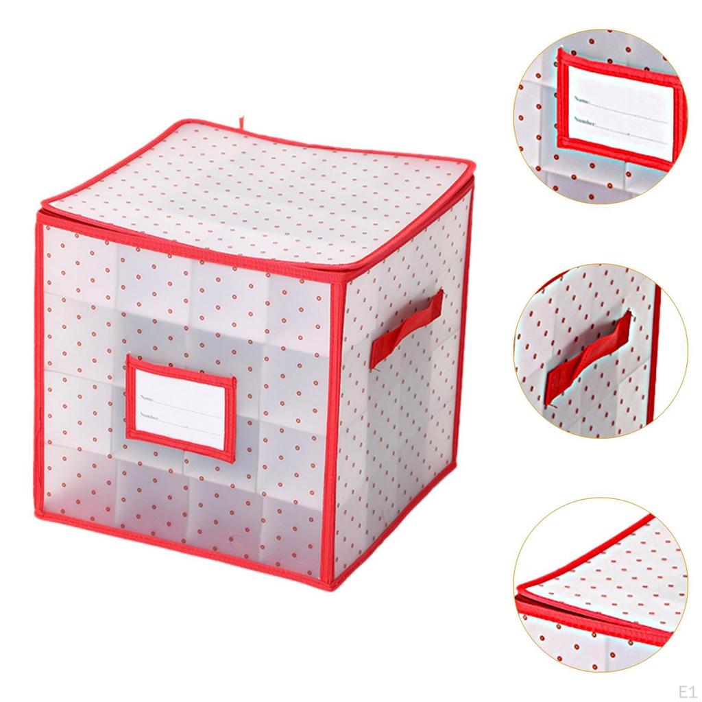 Рождественский органайзер для украшений, коробка для хранения рождественских украшений, застежка-молния, прозрачная