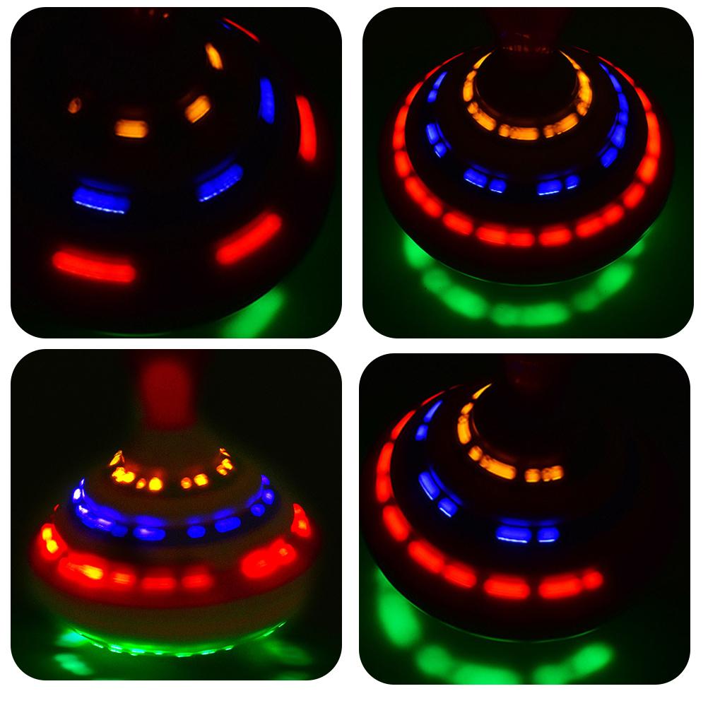 Push Down Spinning Top Toy with LED and Music Peg Top Hand Spinning Toy Gift for Kids