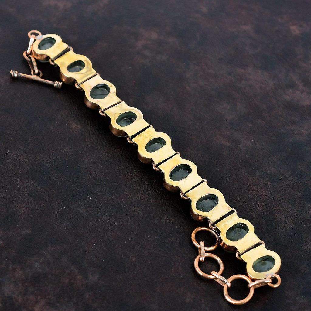 Браслет из мохового пренита, медный браслет, браслет с регулируемой цепочкой, украшения ручной работы, браслет из натурального камня, медные украшения, подарки на помолвку