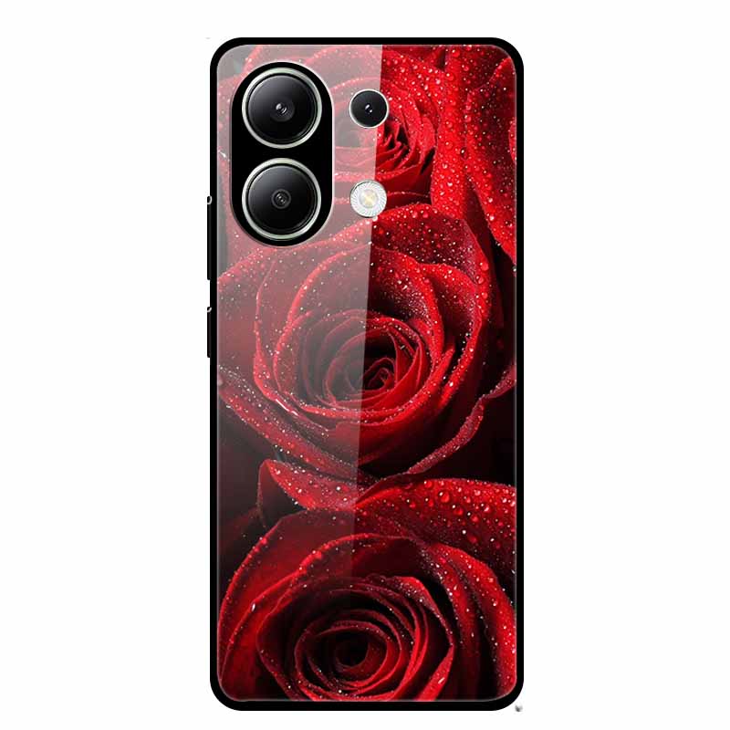 Glass Back Cover For Xiaomi Redmi Note 13 Case Note13 Pro Coque Hard Tempered Glass Case For Redmi Note 13 Pro Case Soft Bumper