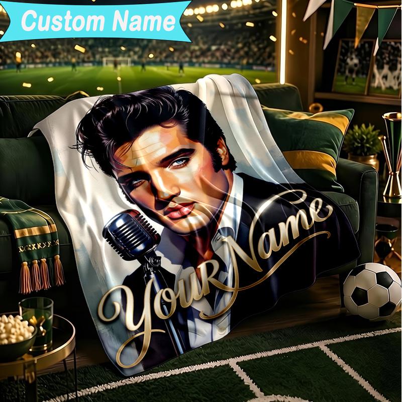 1PC Custom Name Blanket Rock Star Performance Flannel blankets Patterns Throw Blanket All-Season Soft Gift for Couch, Bed, Camping, Birthday gifts