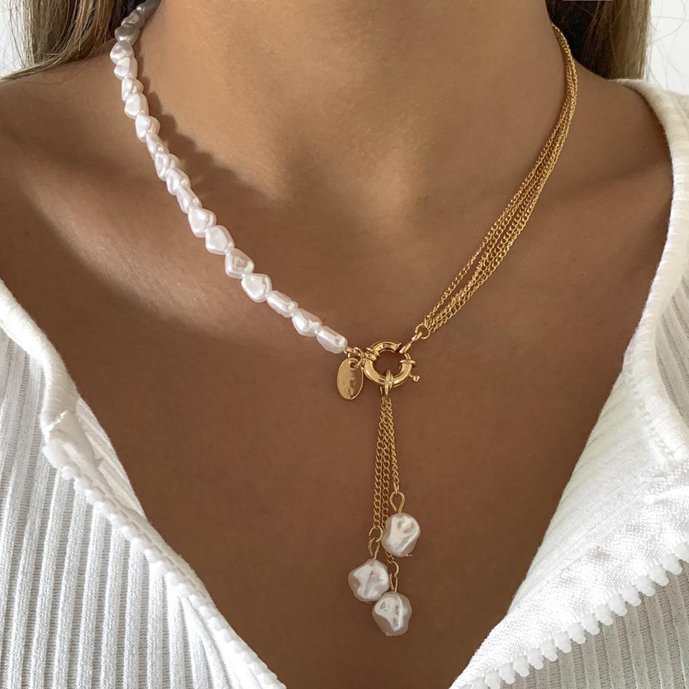 Simplicity Irregular Chain Temperament Collarbone Collar Decoration Creative Pearl Necklace Women