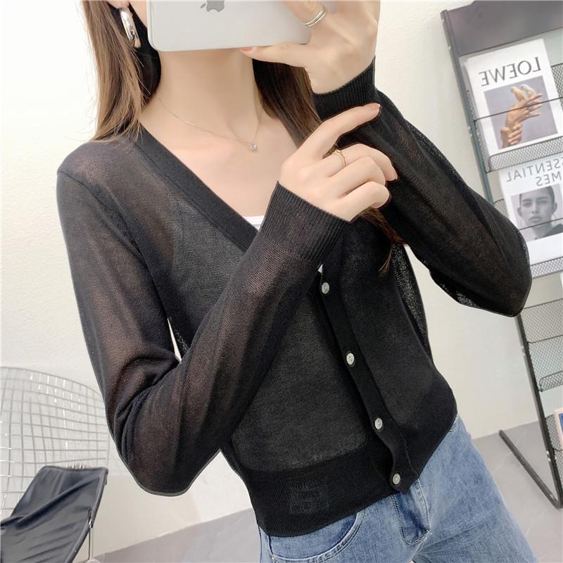 Летний кардиган из легкого трикотажа «Ледяной шелк» - Белый, Приталенный, Защита от солнца с длинными рукавами