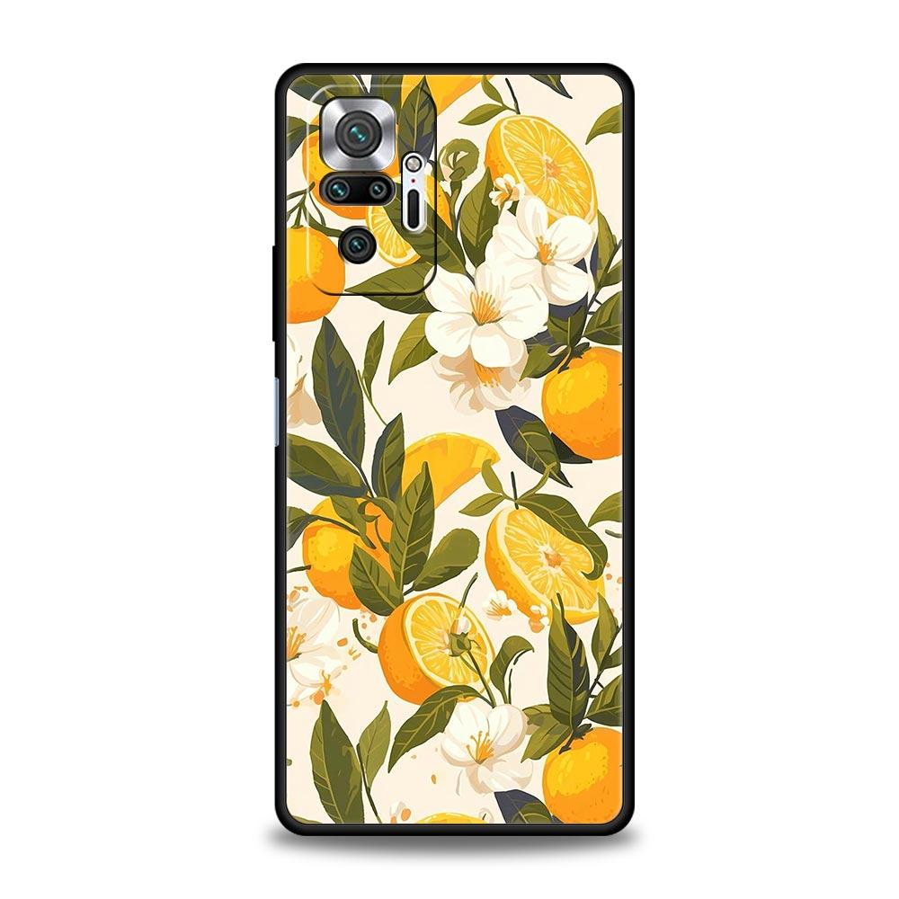 Летний чехол для телефона с принтом лимона и свежих фруктов для Redmi 14C 10C Note 15 14 13 12 10 11 K40 Pro Plus Ударопрочный мягкий ТПУ корпус