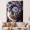 "Blueberry Swirl Dessert Design" Patterned Tapestry Home Decor, Suitable for Bedroom and Living Room, Gift
