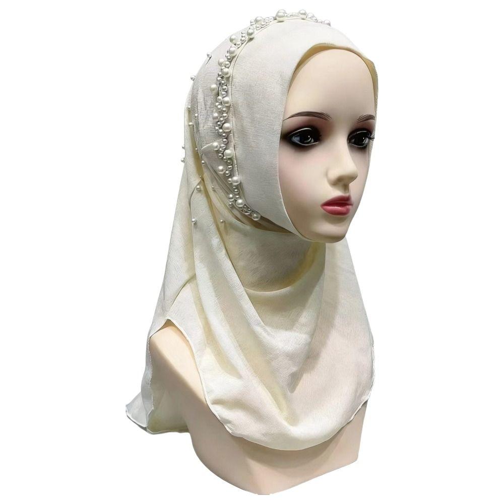 Elastic Fit Women Turban Cap Pull On Pull On Head Wrap Gift Idea Beaded Hijab Scarf Muslim Women