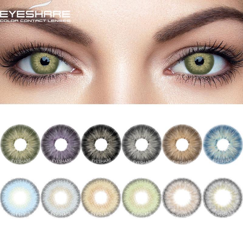 Eyeshare 2pcs Color Contact Lenses for Eyes YUCCA Blue Green Colored Lenses Yearly Cosmetic Contact Lens for Eyes Beauty Makeup