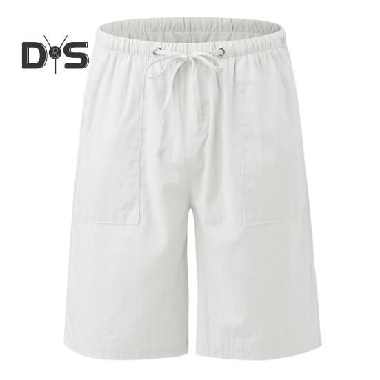 Женские летние шорты из хлопка и льна, повседневные шорты с широкими штанинами, завязывающиеся на шнурок, с карманами, длиной до колена для отдыха на пляже