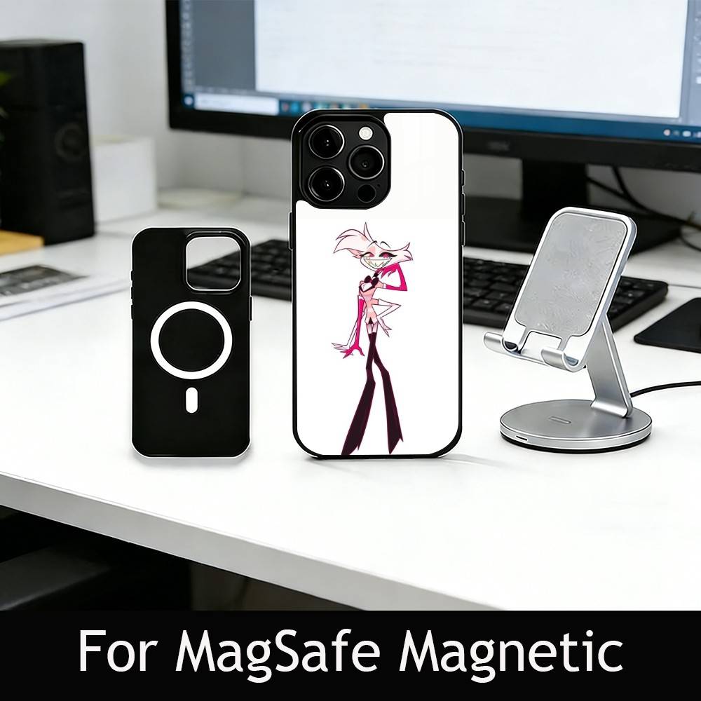 Чехол для телефона H-Hazbin A-Angel Dust для iPhone17,16,15,14,13,12,11 Plus,Pro Магнитный с беспроводной зарядкой Magsafe