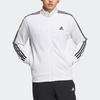 adidas Куртка мужская с вышитым логотипом в полоску и цветными блоками, воротником-стойкой, белая IA9448