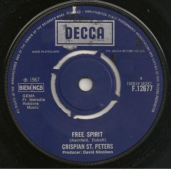 7-дюймовая пластинка CRISPIAN ST. ПЕТЕРС Free Spirit F12677 Decca 1967 UK Рок Б/у