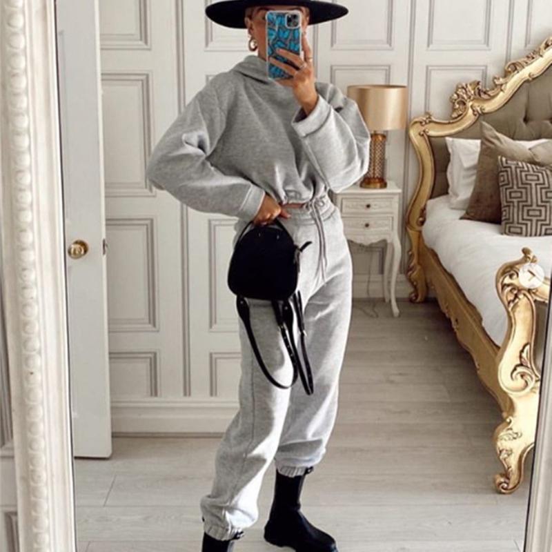 2Pcs/Set Sport Casual Outfit Fall Clothes for Women Sweatshirt Jumper Top Sweatpants Sets Tracksuit