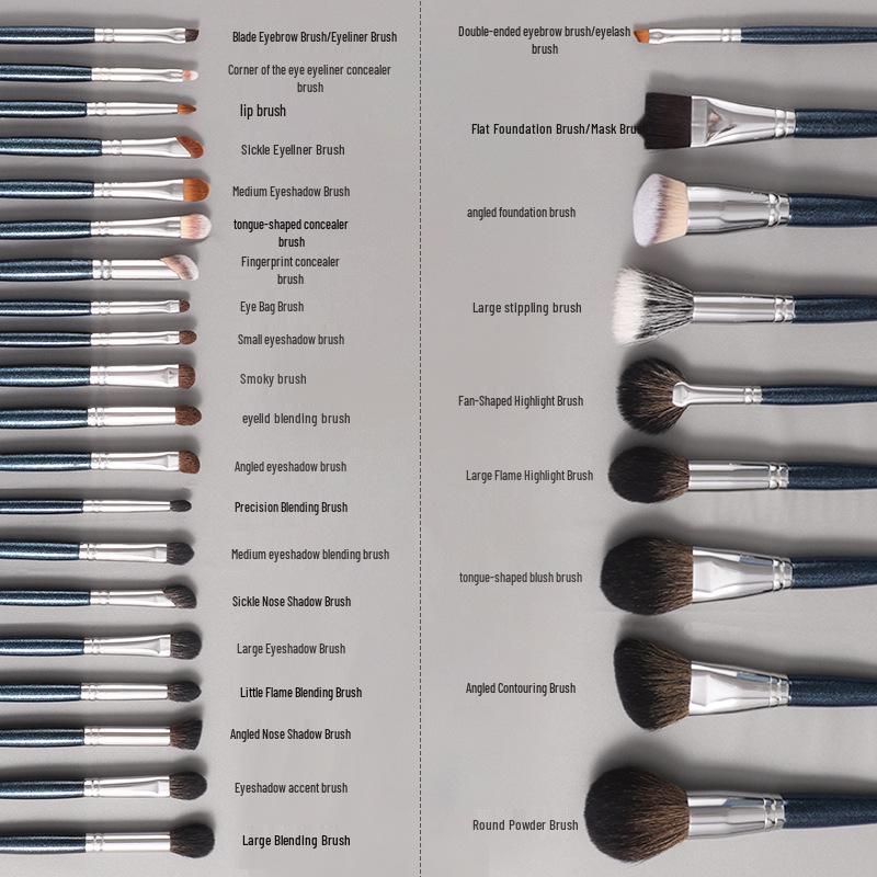 Makeup Artist Approved 29-Piece Professional Brush Set - Includes Eyeshadow, Blush, and Foundation Brushes with Natural Animal Hair
