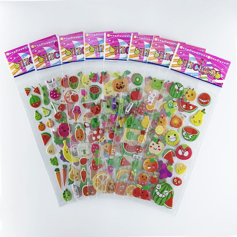 8 Sheets/Set Waterproof 3D Cartoon Butterfly Pattern Stickers Kids DIY Toy For Children Girls Room Decoration Kawaii Sticker