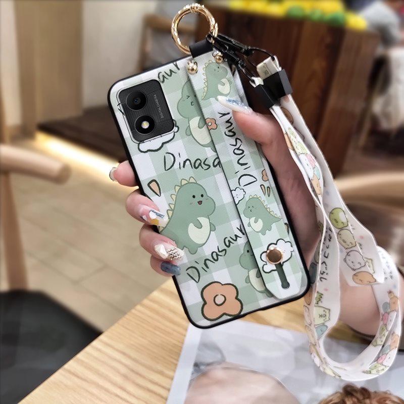 Cute Fashion Design Phone Case For TCL 305i Waterproof Kickstand Silicone Wrist Strap Wristband Cartoon Protective Ring
