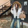 Winter New Hooded Cotton-padded Clothes, Thin Korean Version of Foreign Style Simple Big Fur Collar Short Coat