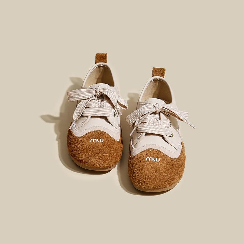 Gu Yunshu Urban Leisure~ Новые удобные спортивные туфли из матовой кожи на шнуровке с мягкой подошвой и плоской подошвой, поступление осенью 2024 г.