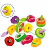 Монтессори Игра с нанизыванием фруктов и продуктов для малышей, Когнитивное сопоставление цветов и форм, Ранняя тренировка мелкой моторики