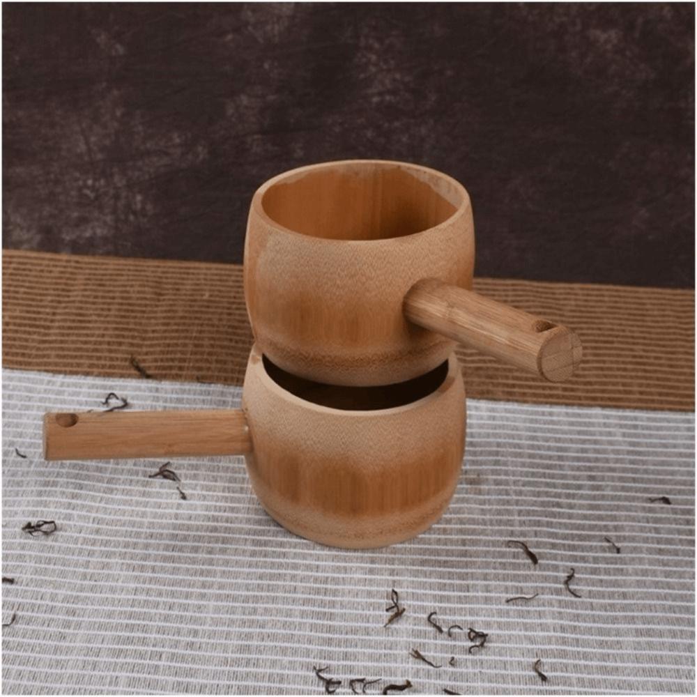 Large Capacity Bamboo Water Ladle Wear Resistant Smooth Surface Kitchen Bailer with Hanging Hole Easy Clean Water Spoon