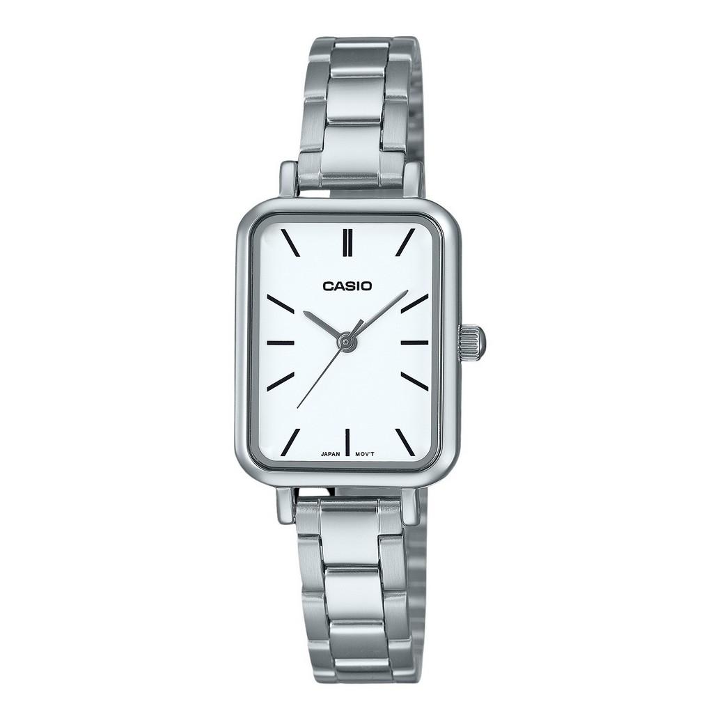 Casio Стандартные аналоговые кварцевые женские часы из нержавеющей стали с белым циферблатом LTP-V009D-7E