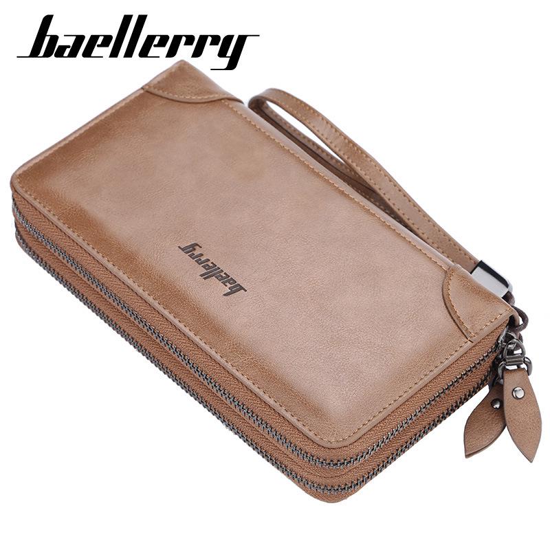 Baellerry Men Fashion Long Wallet Business Design Leather Zip Purse Wallets