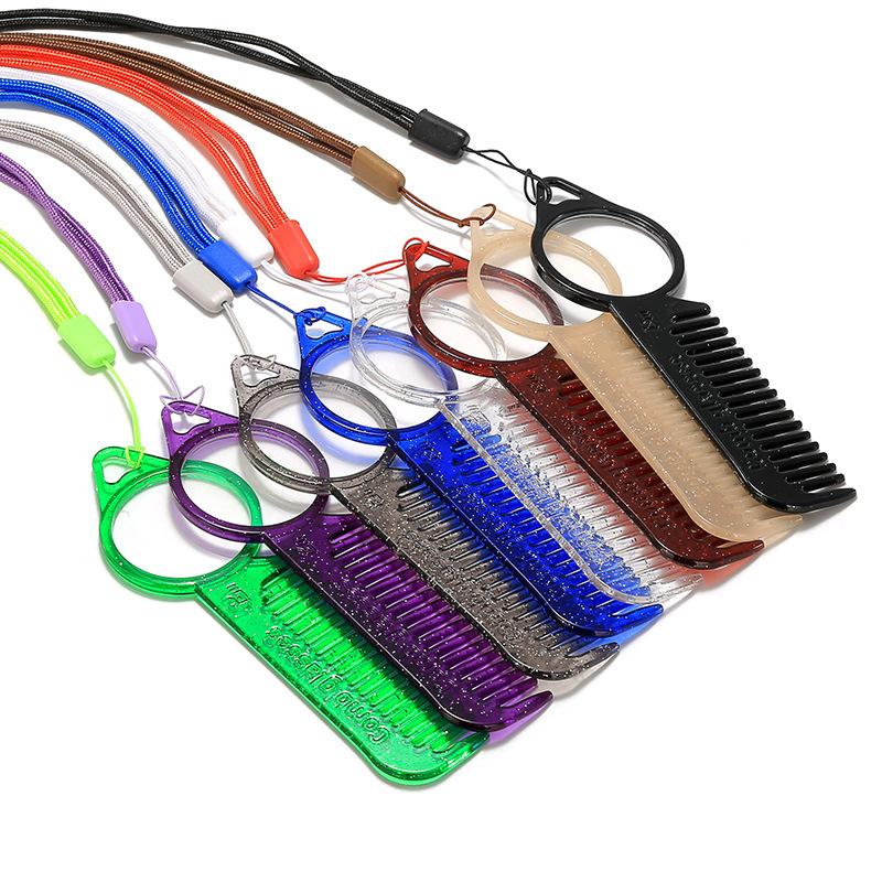 Новые модные очки для чтения с расческой для женщин, очки двойного назначения для дальнего зрения, портативные, подвесные, висящие на шее, пресбиопия